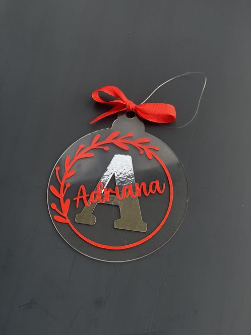 Hovedbilde Rød Juletrepynt med Navn