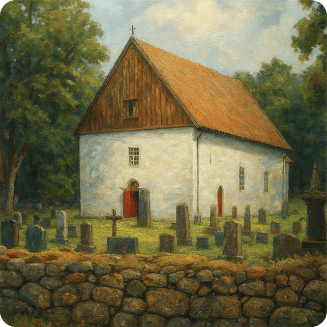 Hovedbilde Hvaler Kirke Glassbrikke Sommer